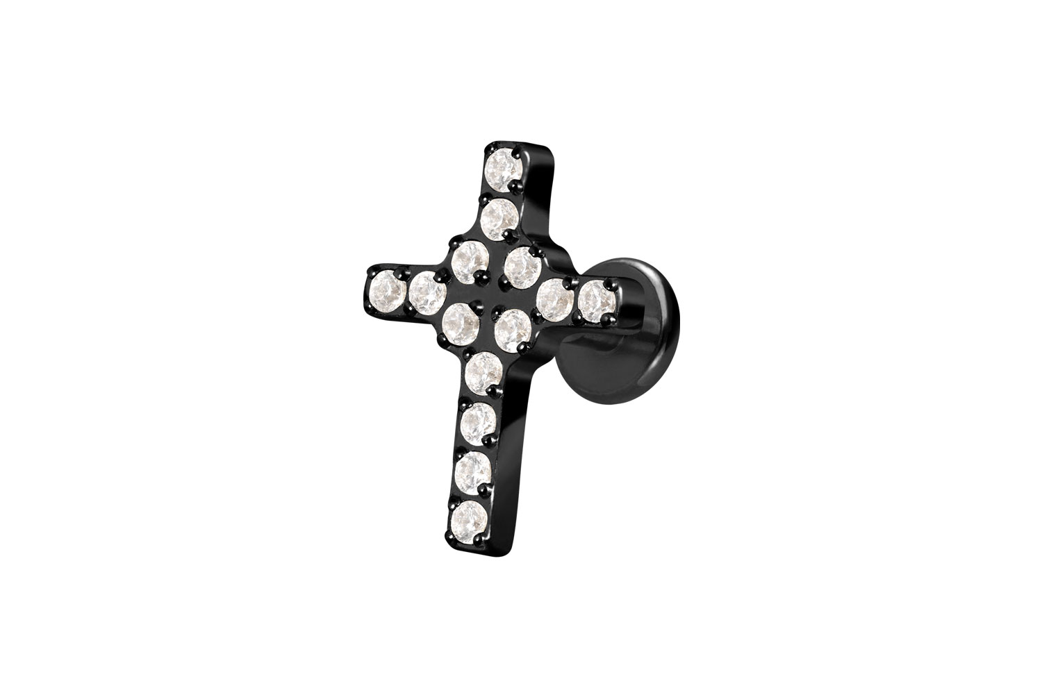 Titan Labret Piercing mit Innengewinde KRISTALLKREUZ